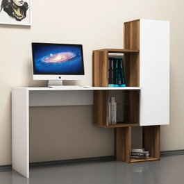 Hanah Home Açelya Mesa de Estudio Nogal y Blanco